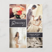 Carte Postale Faire-part Mariage rustique espagnol Photo Collage "Gracias" (Devant)
