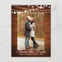 Mariage Rustique Lumières en Bois Save the Date