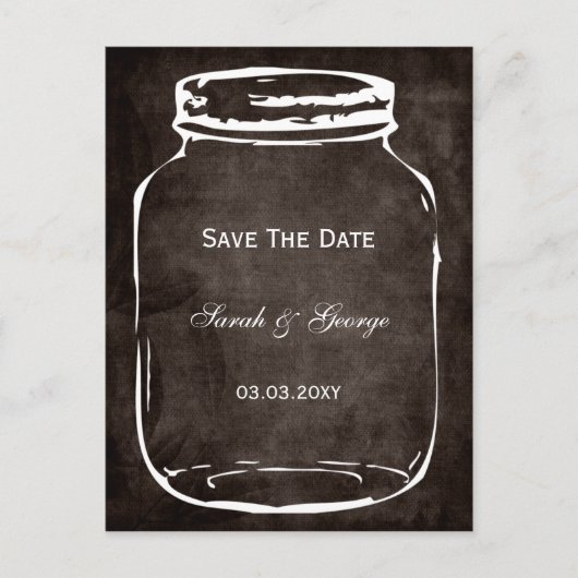 Carte Postale Faire-part mariage rustique mason jar enregistrer la date (Devant)