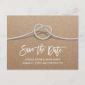 Carte Postale Faire-part Mariage Rustique Nœud Kraft Save the Date (Devant)