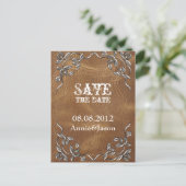 Carte Postale Faire-part mariage rustique occidental en cuir save the date (Debout devant)