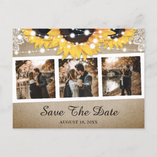 Carte Postale Faire-part Mariage Rustique Tournesol Photo Enregistrer La Da