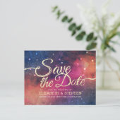 Carte Postale Faire-part Mariage Sauvegarder La Date Galaxie Nébuleuse Cons (Debout devant)