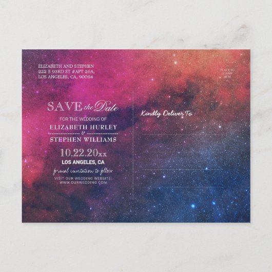 Carte Postale Faire-part Mariage Sauvegarder La Date Galaxie Nébuleuse Cons (Dos)