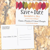 Carte Postale Faire-part Mariage : Sauver la date Feuilles d'automne sur un