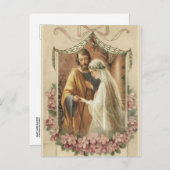 Carte Postale Faire-part Mariage SAVE THE DATE catholique traditionnel (Devant / Derrière)