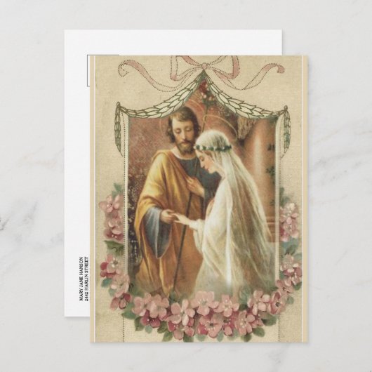 Carte Postale Faire-part Mariage SAVE THE DATE catholique traditionnel (Devant / Derrière)