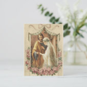 Carte Postale Faire-part Mariage SAVE THE DATE catholique traditionnel (Debout devant)