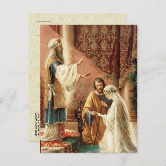 Carte Postale Faire-part Mariage SAVE THE DATE catholique traditionnel (Devant / Derrière)