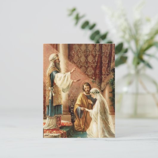 Carte Postale Faire-part Mariage SAVE THE DATE catholique traditionnel (Debout devant)