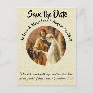 Carte Postale Faire-part Mariage SAVE THE DATE catholique traditionnel