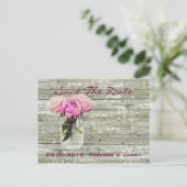 Carte Postale Faire-part mariage save the date pot mason rose rustique (Debout devant)