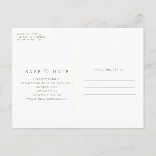 Carte Postale Faire-part Mariage simple Boho Enregistrer la date (Dos)