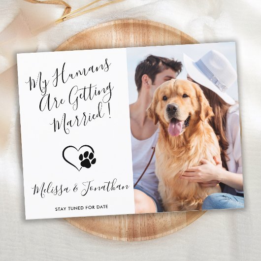 Carte Postale Faire-part Mariage Simple de Photo de Chien de Compagnie Mode