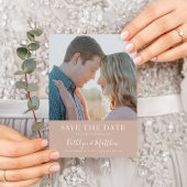 Carte Postale Faire-part Mariage simple de typographie moderne rose blush