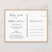 Carte Postale Faire-part Mariage simple de typographie moderne rose blush (Dos)