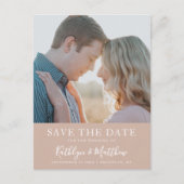 Carte Postale Faire-part Mariage simple de typographie moderne rose blush (Devant)