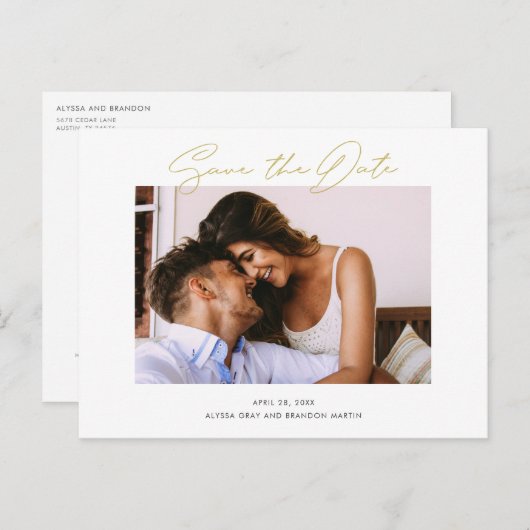 Carte Postale Faire-part Mariage simple Enregistrer la date (Devant / Derrière)