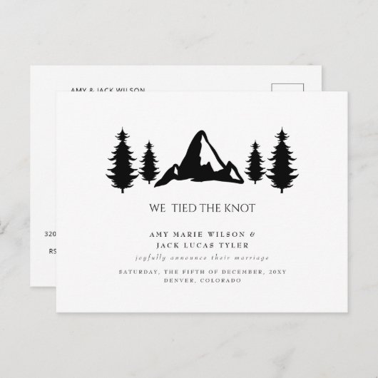 Carte Postale Faire-part Mariage simple et élégant (Devant / Derrière)