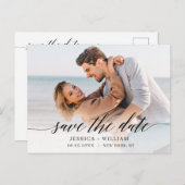 Carte Postale Faire-part Mariage simple et élégant Enregistrer la photo de (Devant / Derrière)