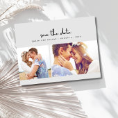 Carte Postale Faire-part Mariage simple gris deux photos Enregistrer la dat