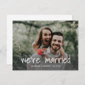 Carte Postale Faire-part Mariage Simple Photo Mariage Fuite Mariage (Devant / Derrière)