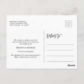 Carte Postale Faire-part Mariage simple reporté (Dos)