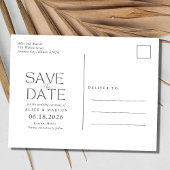 Carte Postale Faire-part Mariage Simple sur la Plage, Enregistrez la Date