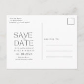 Carte Postale Faire-part Mariage Simple sur la Plage, Enregistrez la Date (Dos)