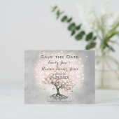 Carte Postale Faire-part Mariage sous l'Arbre aux Feuilles en Forme de Cœur (Debout devant)