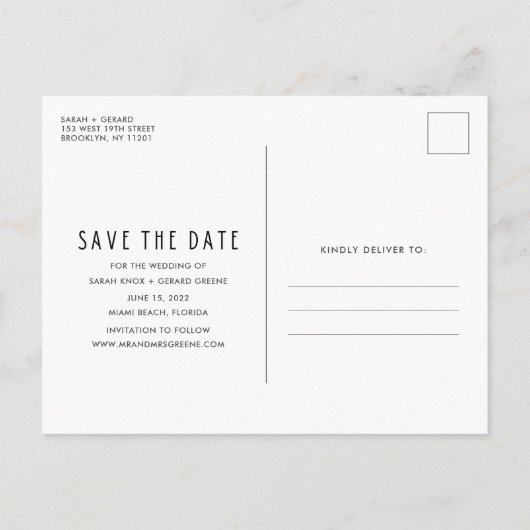 Carte Postale Faire-part Mariage sur la plage, boissons offertes, Save the  (Dos)