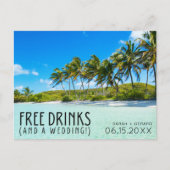 Carte Postale Faire-part Mariage sur la plage, boissons offertes, Save the (Devant)