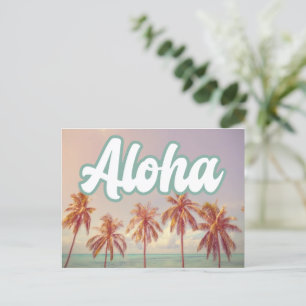 Carte Postale Faire-part Mariage sur la plage de destination Aloha, Enregis