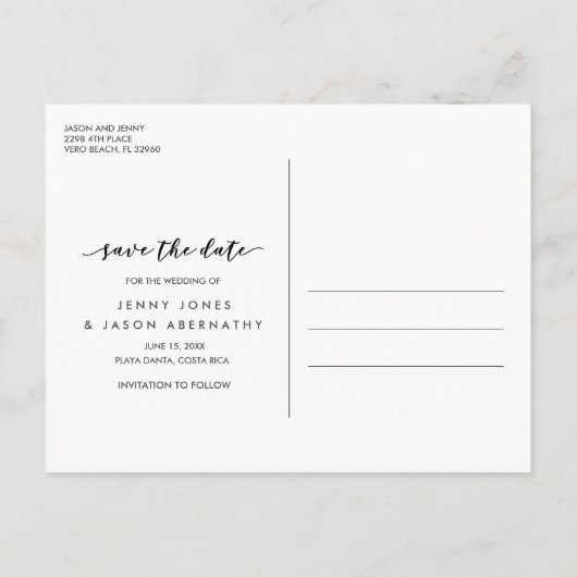 Carte Postale Faire-part Mariage sur la plage de perroquet tropical Enregis (Dos)