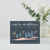 Carte Postale Faire-part Mariage sur la plage en Floride, Enregistrez la da (Debout devant)