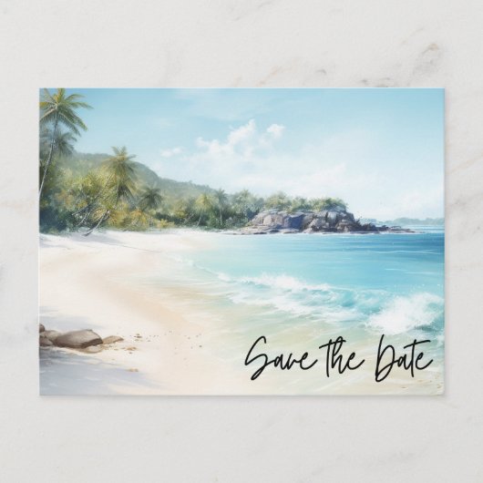 Carte Postale Faire-part Mariage sur la Plage Enregistrer la Date (Devant)