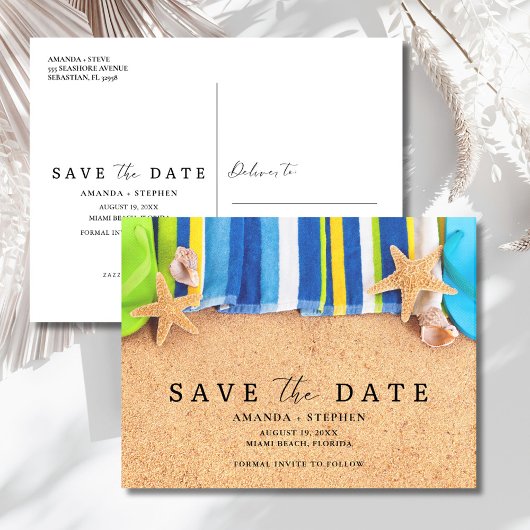 Carte Postale Faire-part Mariage sur la Plage Enregistrer la Date