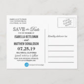 Carte Postale Faire-part Mariage sur la plage pour M. et Mme, Save the Date (Dos)