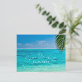 Carte Postale Faire-part Mariage sur la plage tropicale, Enregistrez la dat (Debout devant)