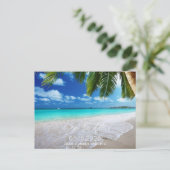 Carte Postale Faire-part Mariage sur la plage tropicale Sauvegarder la date (Debout devant)