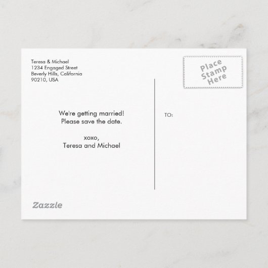 Carte Postale Faire-part Mariage sur mesure à destination Plage aquarelle (Dos)