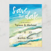 Carte Postale Faire-part Mariage sur mesure à destination Plage aquarelle (Devant)