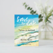 Carte Postale Faire-part Mariage sur mesure à destination Plage aquarelle (Debout devant)