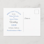 Carte Postale Faire-part Mariage Thème Dollar de Sable Bleu Aqua Enregistre (Dos)