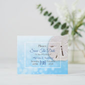 Carte Postale Faire-part Mariage Thème Dollar de Sable Bleu Enregistrer la  (Debout devant)