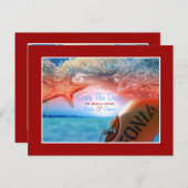 Carte Postale Faire-part Mariage thème plage croisière tropicale (Devant / Derrière)