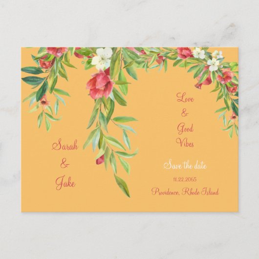 Carte Postale Faire-part Mariage toscan Love & Good Vibes Enregistrer la da (Devant)