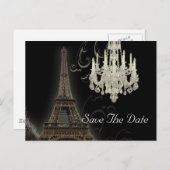 Carte Postale Faire-part Mariage Tour Eiffel Paris enregistrer la date (Devant / Derrière)