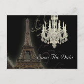 Carte Postale Faire-part Mariage Tour Eiffel Paris enregistrer la date (Devant)