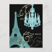 Carte Postale Faire-part Mariage Tour Eiffel Paris enregistrer la date (Devant)